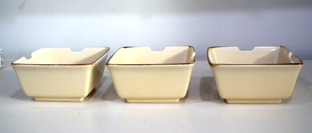 Pottery Barn ASIAN SQUARE Yellow Noodle Bowls Set of Three (3)